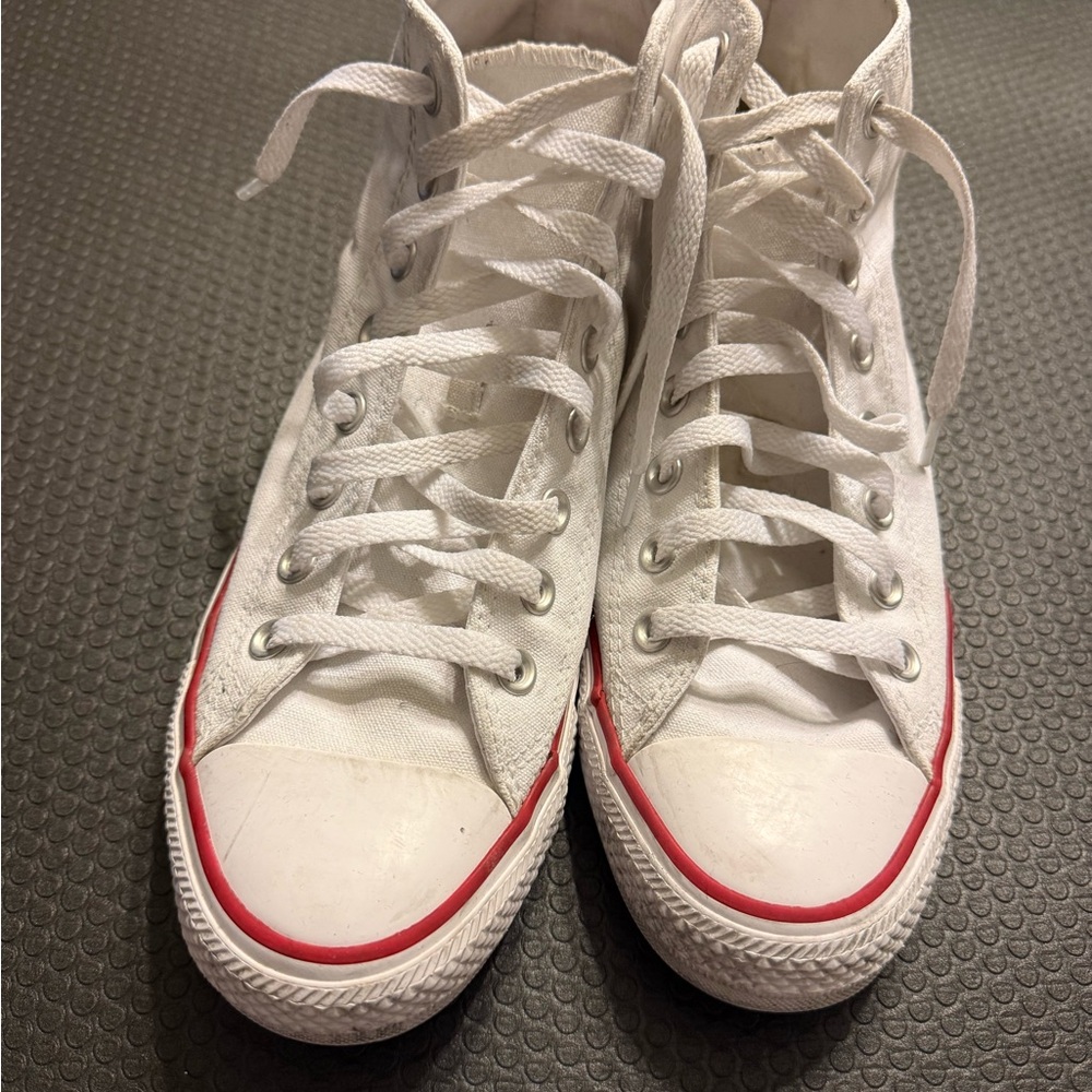 Converse White Sneakers with Red Accents